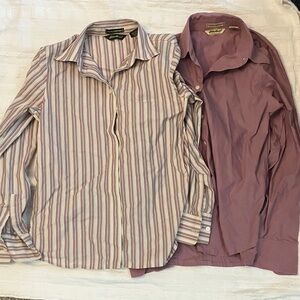 Eddie Bauer Wrinkle Resistant Button Down Shirt Womens Small LOT 2